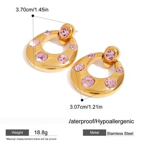 Style Geometric Stainless Steel Gold Color Drop Earrings h5 Picture2