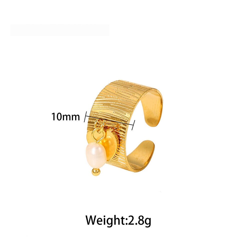  Style Heart Stainless Steel Gold Color Statement Rings 