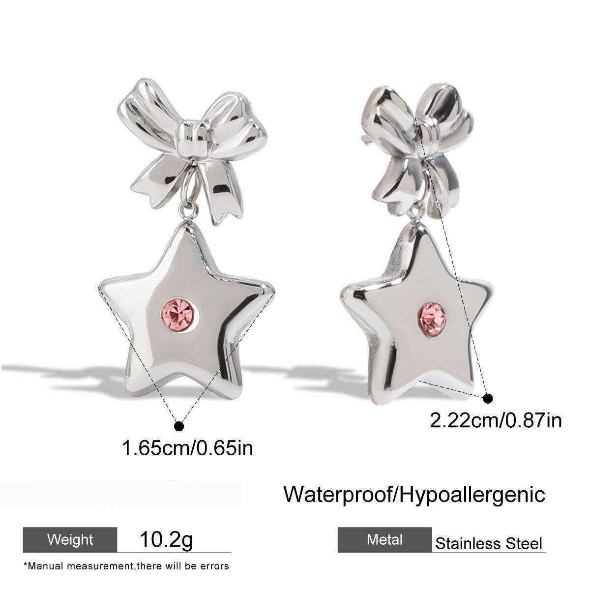 Sweet And Cool Style Star Stainless Steel Waterproof Drop Earrings Picture2