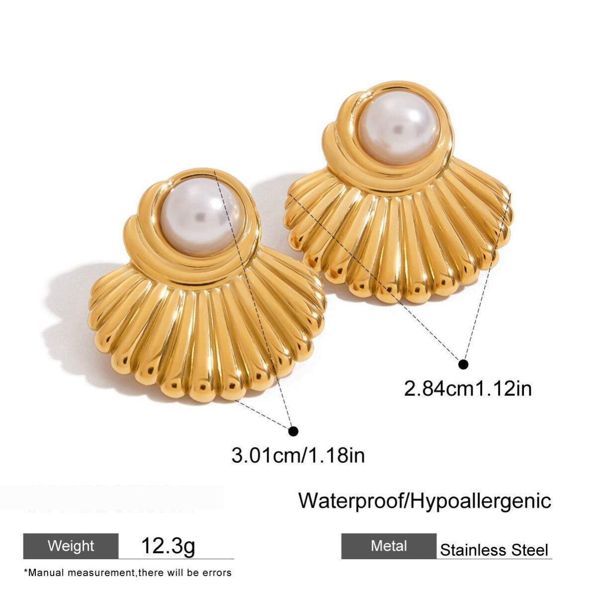 Retro Stainless Steel Waterproof Gold Color Stud Earrings h5 Picture2