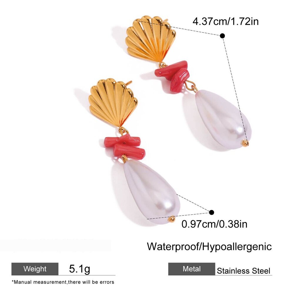 Style Oceanic Stainless Steel Gold Color Drop Earrings Picture2