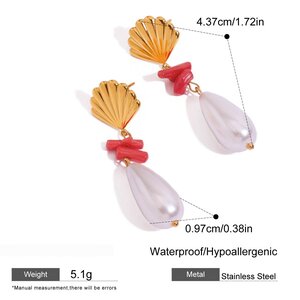 Style Oceanic Stainless Steel Gold Color Drop Earrings h5 Picture2