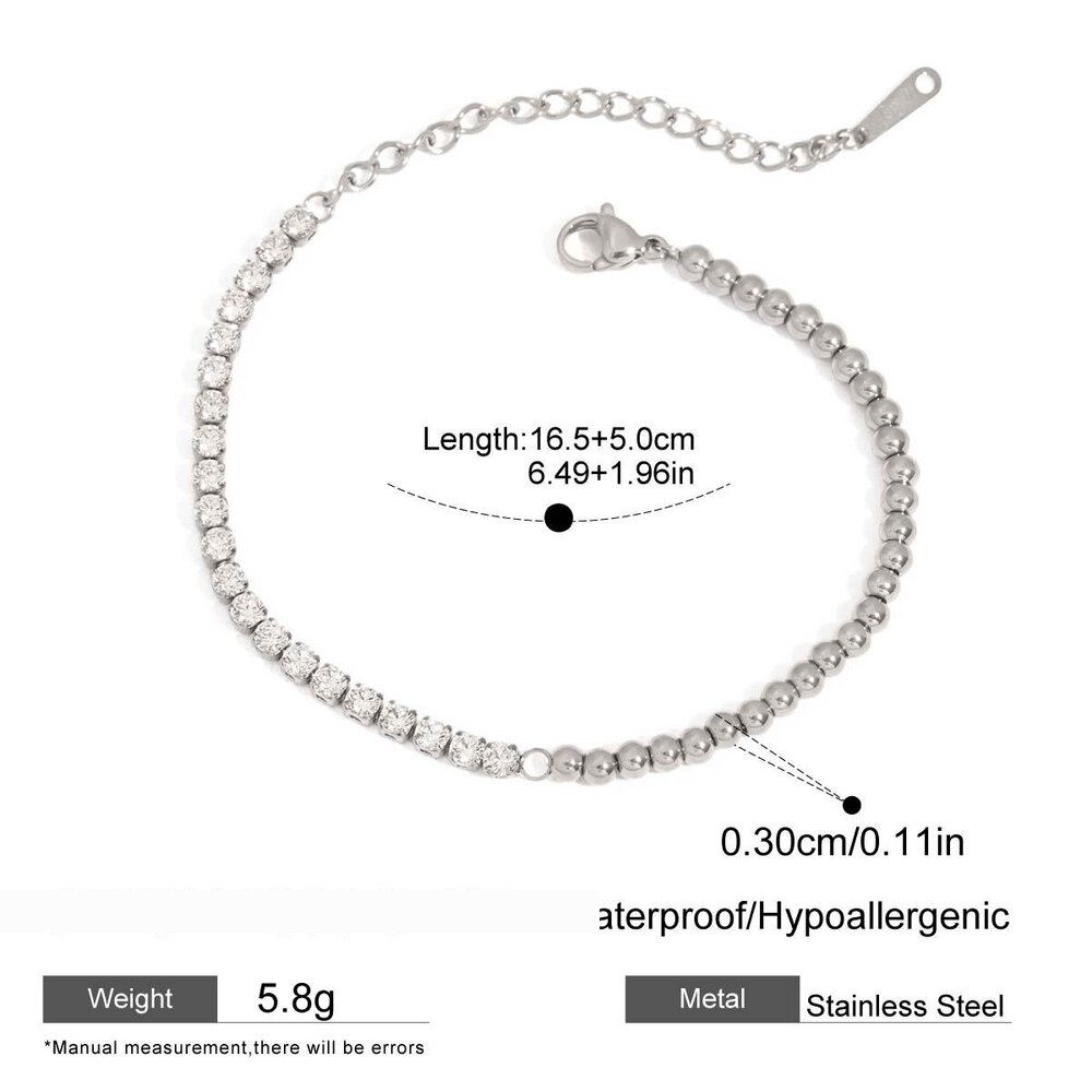 Classic Beads Stainless Steel Waterproof Gold Color Women's Beaded Bracelets