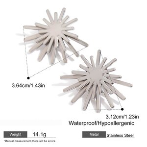 Sun Stainless Steel Waterproof Gold Color Women's Stud Earrings h5