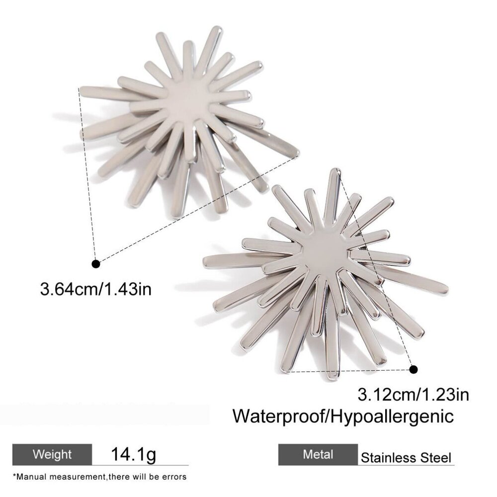 Sun Stainless Steel Waterproof Gold Color Women's Stud Earrings Picture2