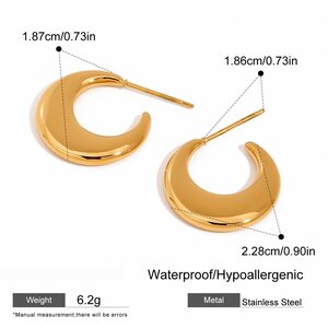 Moon Stainless Steel Waterproof Gold Color Women's Drop Earrings h5 Picture2
