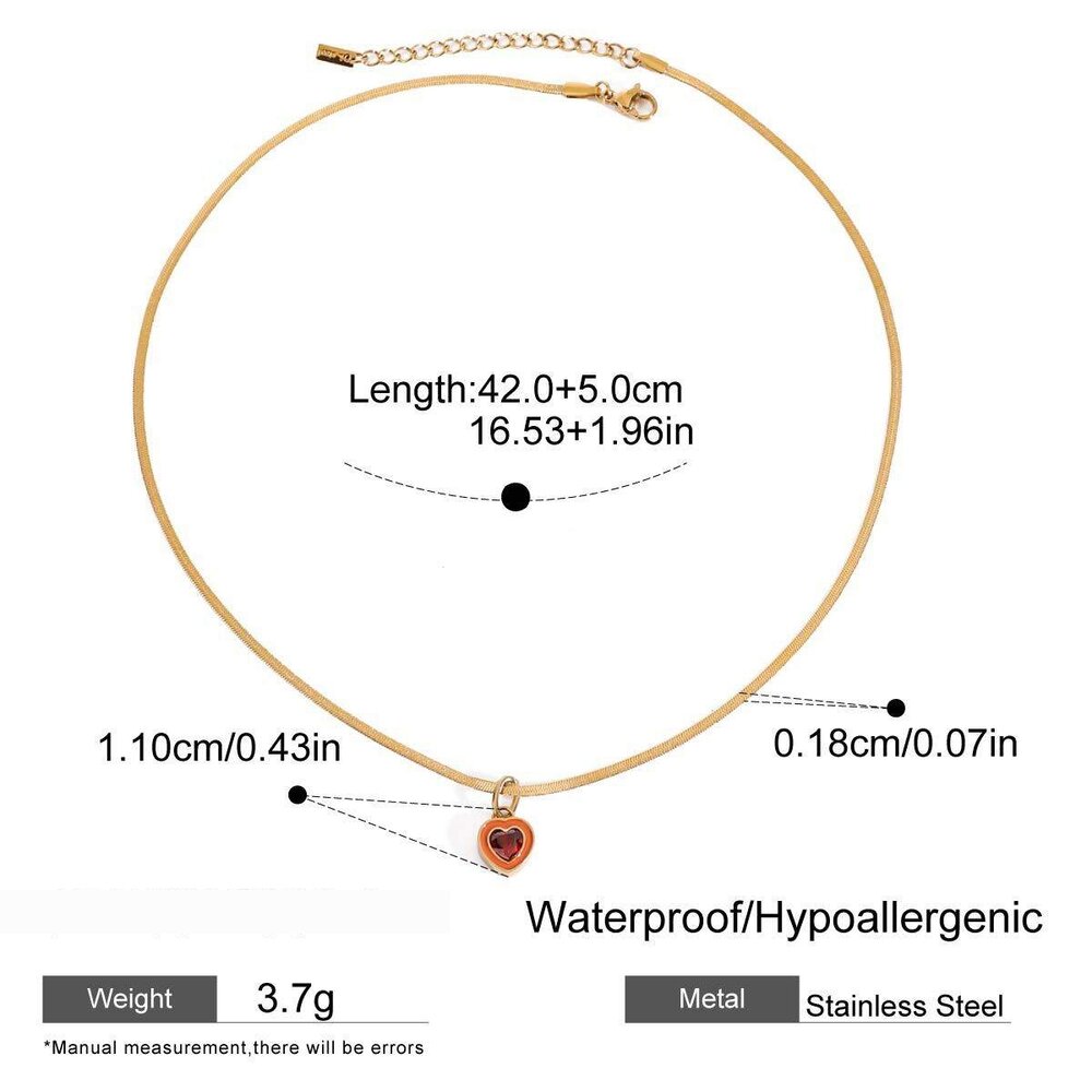 1 Piece Gold Color Heart Shape Stainless Steel Waterproof Women's Pendant Necklaces