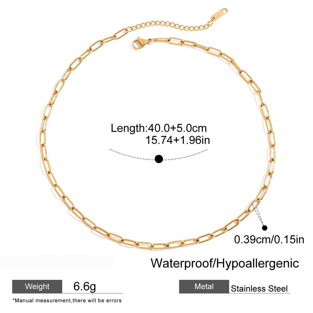 1 Piece Chain Stainless Steel Waterproof Gold Color Women's Diy Chain Necklaces