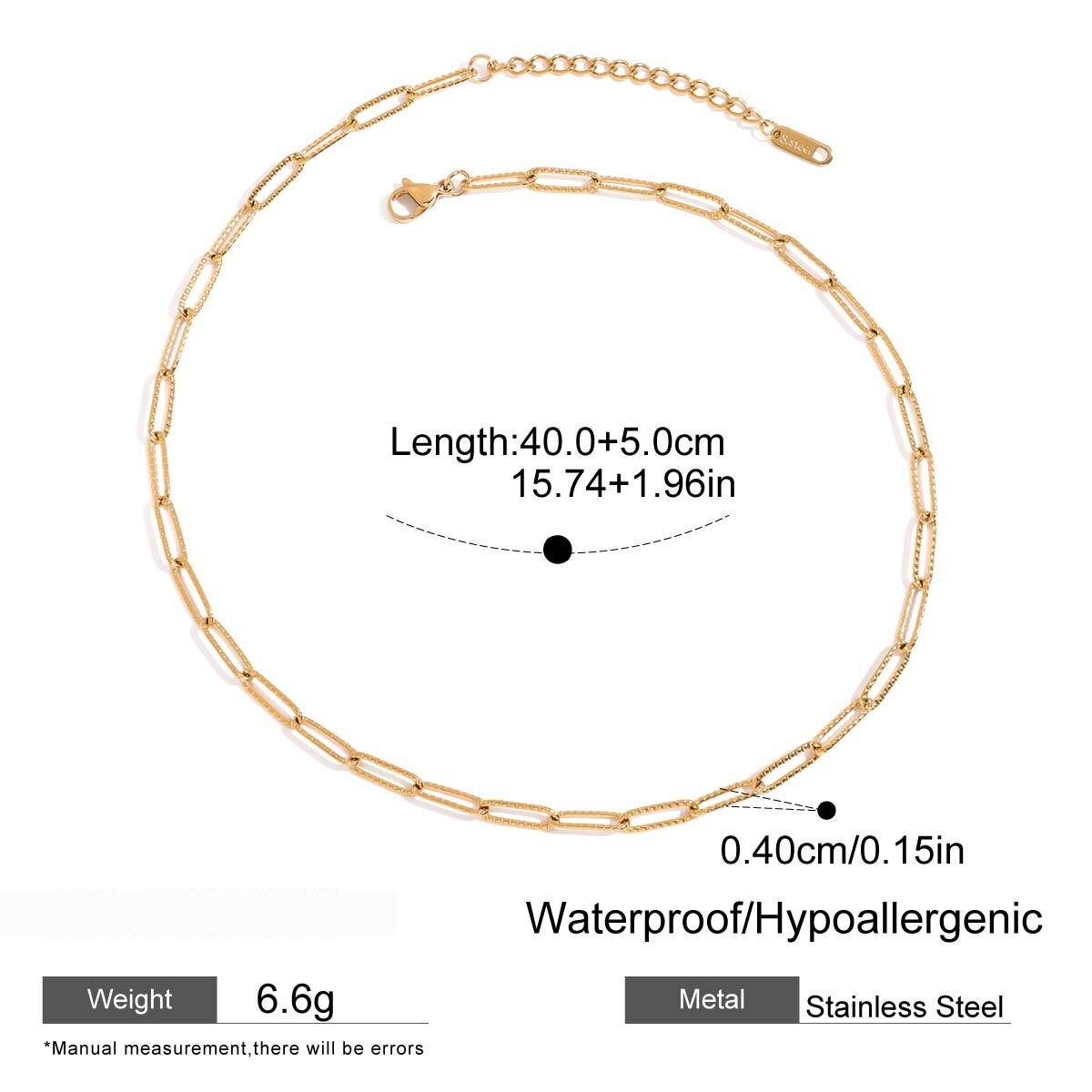 1 Piece Chain Stainless Steel Waterproof Gold Color  Women's Diy Chain Necklaces h5 