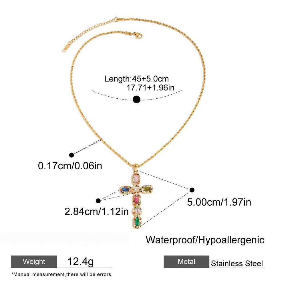 1 Piece Retro Cross Stainless Steel Waterproof Gold Color Women's Pendant Necklaces