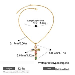 1 Piece Retro Cross Stainless Steel Waterproof Gold Color Women's Pendant Necklaces h5