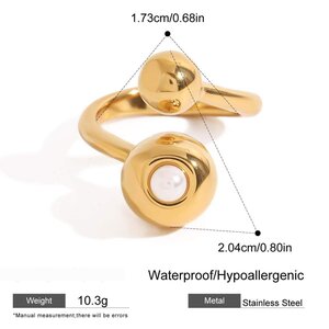 1 Piece Simple Series Stainless Steel Waterproof Gold Color Women's Adjustable Rings h5