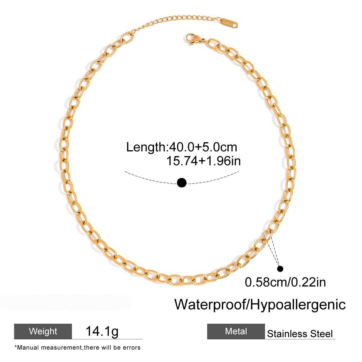1 Piece Chain Stainless Steel Waterproof Gold Color  Women's Diy Chain Necklaces h5 