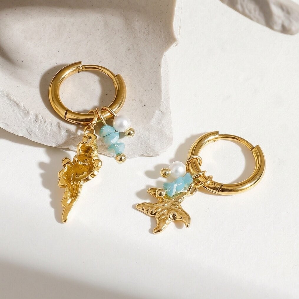 1 Paar Wasserdichte Ohrhänger Aus Edelstahl In Goldfarbe Von Oceanic h5 Bild2