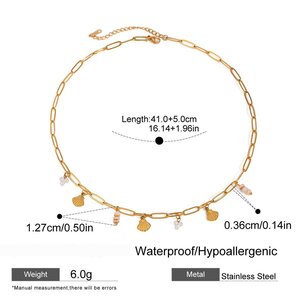 1 Piece Gold Color Stainless Steel Waterproof Threaded Shell Pendant Necklace h5