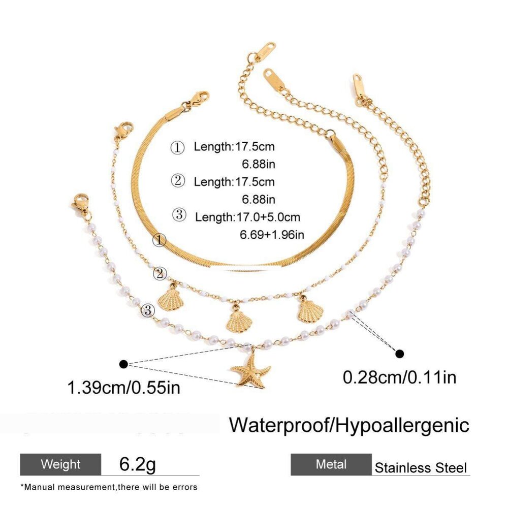 1 Piece Oceanic Stainless Steel Waterproof Gold Color Women's Charm Bracelets