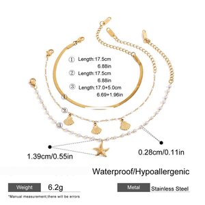 1 Piece Oceanic Stainless Steel Waterproof Gold Color Women's Charm Bracelets h5
