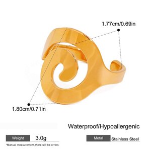 1 Piece Simple Series Tainless Steel Gold Color Women's Adjustable Rings h5