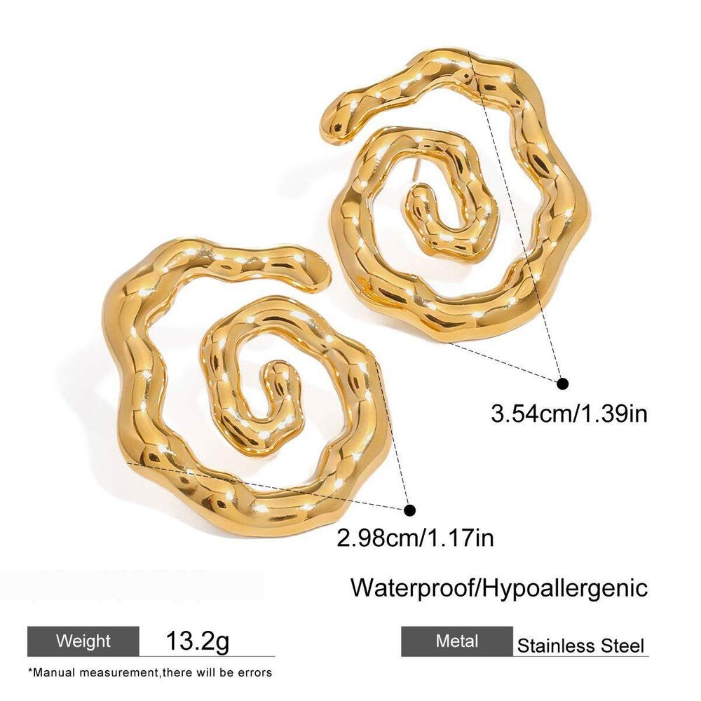 1 Paio Di Orecchini A Bottone Semplici In Acciaio Inossidabile, Impermeabili, Color Oro, Da Donna