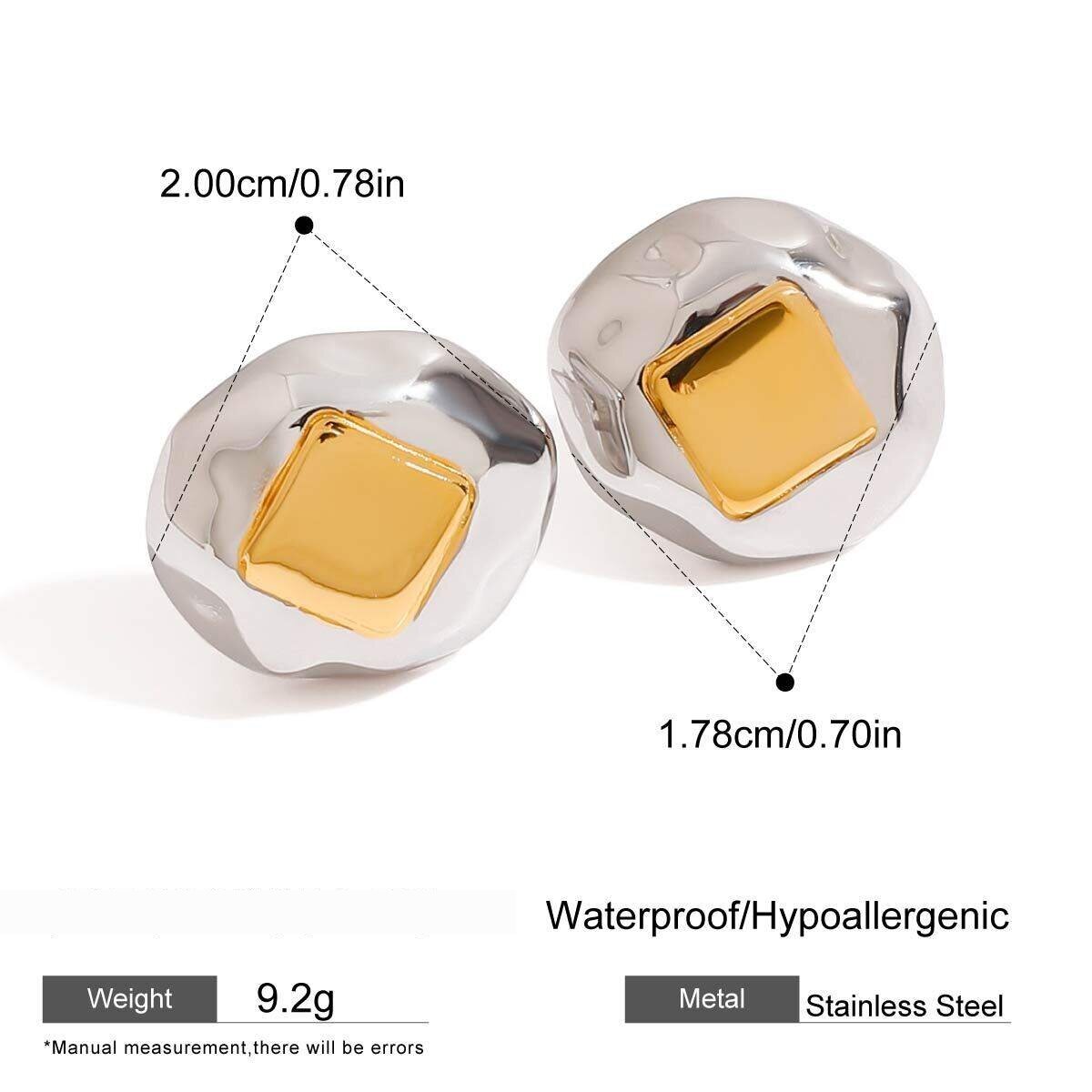 1 Paar Schlichte, Wasserdichte Edelstahl-Ohrstecker Für Damen In Gold- Und Silbertönen 