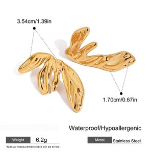 1 Paar Retro-Ohrstecker Aus Edelstahl, Wasserfest, Goldfarben, In Blattform, Für Damen h5
