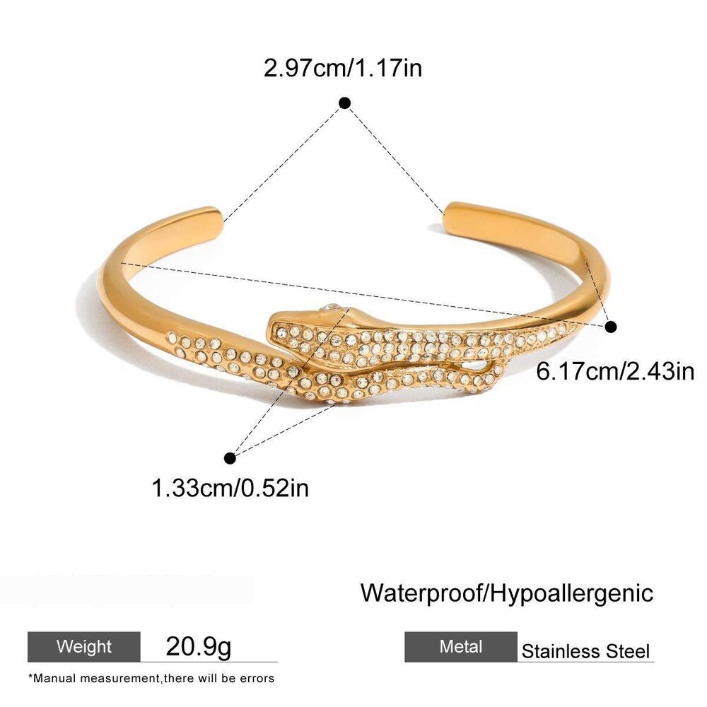 1 Piece Retro Stainless Steel Waterproof Gold Color Snake Shape Women's Bangles