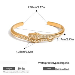 1 Piece Retro Stainless Steel Waterproof Gold Color Snake Shape Women's Bangles h5