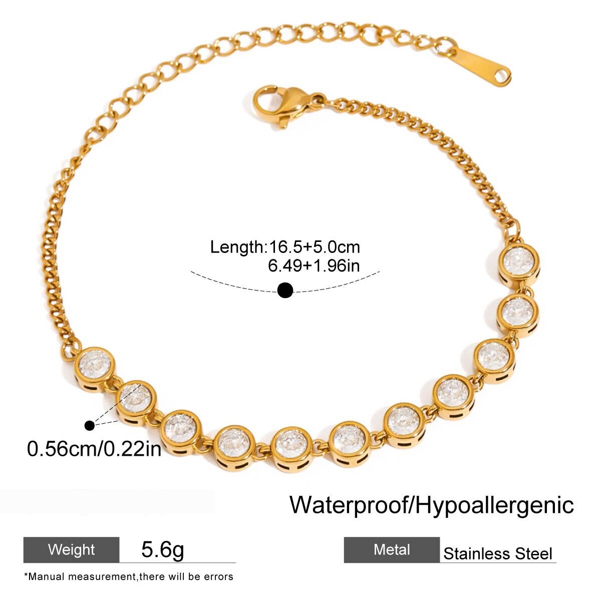1 Piece Classic Stainless Steel Waterproof Gold Color Women's Chain Bracelets h5 