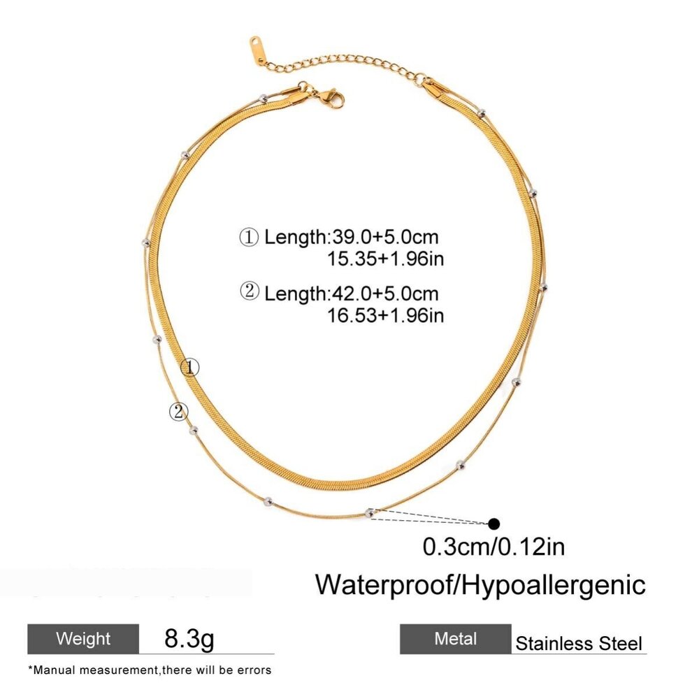 1 Piece Stainless Steel Waterproof Gold Color Women's Layered Necklaces