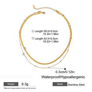 1 Piece Stainless Steel Waterproof Gold Color Women's Layered Necklaces h5