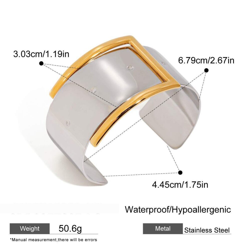 Bracelet Pour Femme En Acier Inoxydable Couleur Or, Style Géométrique, Série Simple, 1 Pièce