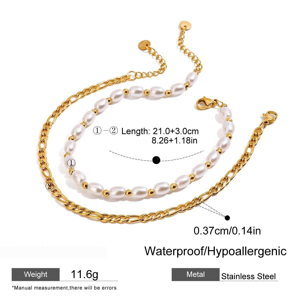 1 Piece Beads Stainless Steel Waterproof Gold Color Women's Layered Anklets h5 
