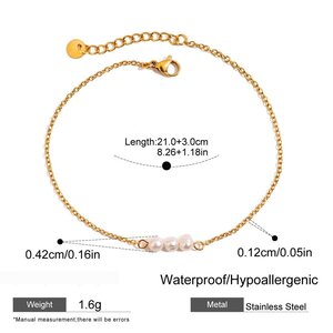 1 Piece Beads Stainless Steel Waterproof Gold Color Women's Anklets h5
