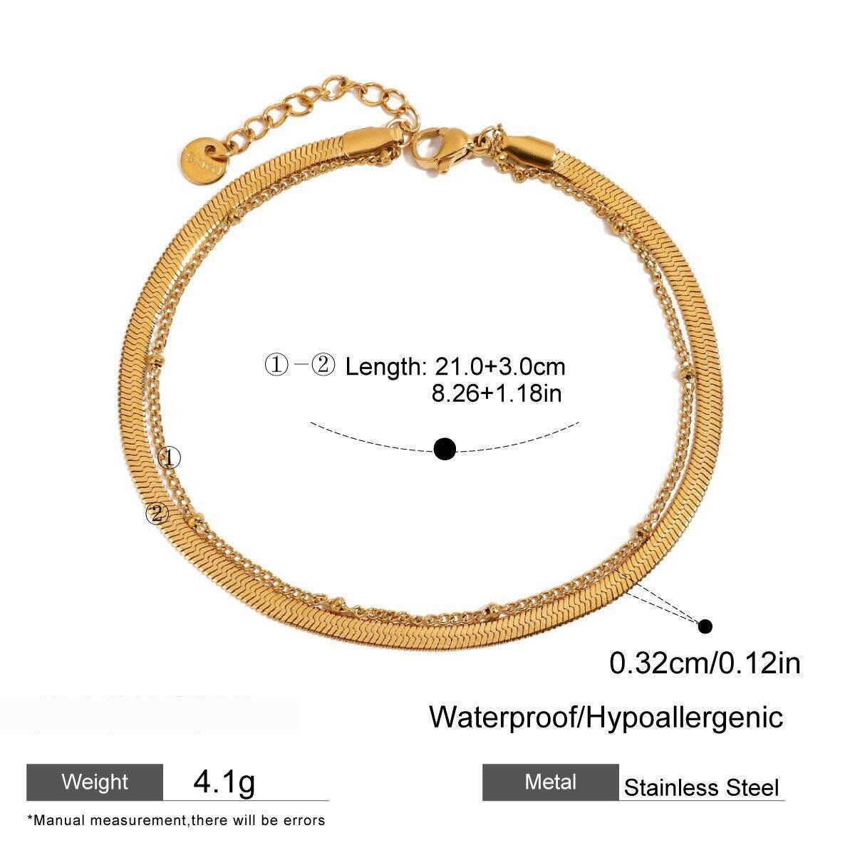 1 Piece Stainless Steel Waterproof Gold Color Women's Layered Anklets h5 
