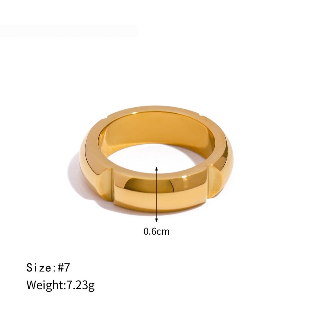 1 Piece Designable Series All-Match Annular Stainless Steel Waterproof Gold Color Women's Single Rings