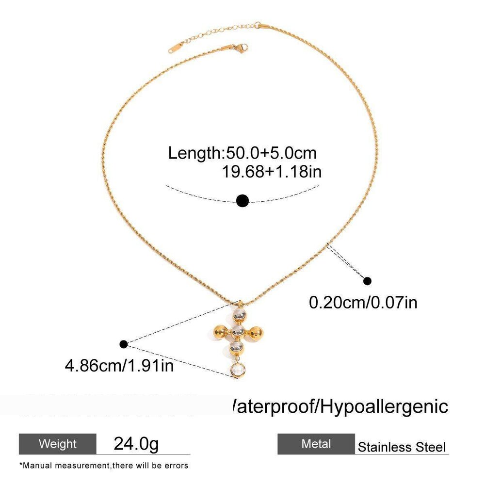 1 Piece Classic Series Modern Chic Cross Stainless Steel Waterproof Gold & Silver Color Women's Pendant Necklaces