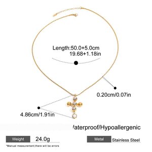1 Piece Classic Series Modern Chic Cross Stainless Steel Waterproof Gold & Silver Color Women's Pendant Necklaces h5