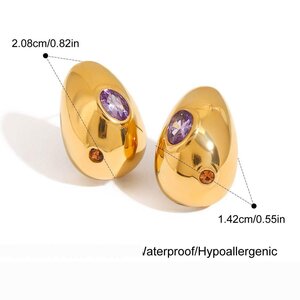 1 Paar Klassische, Exquisite, Mehrfarbige, Wasserfeste Ohrstecker Aus Edelstahl In Goldfarbe Mit Tropfenmuster Für Damen. h5
