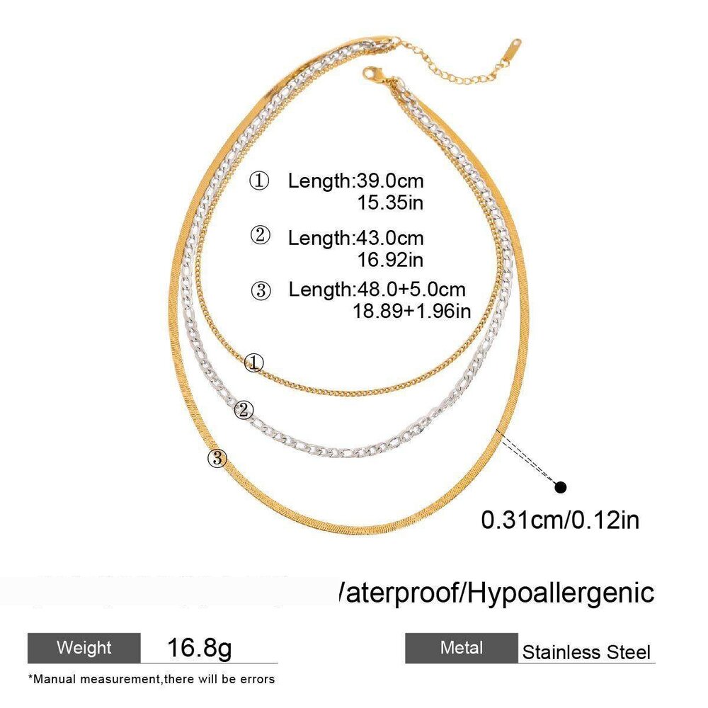 1 Piece Simple Series Charming Style Line Stainless Steel Waterproof Gold & Silver Color Women's Layered Necklaces