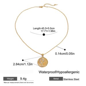 1 Piece Romantic Series Stylish Sun & Moon Pattern Stainless Steel Waterproof Gold Color Women's Pendant Necklaces h5