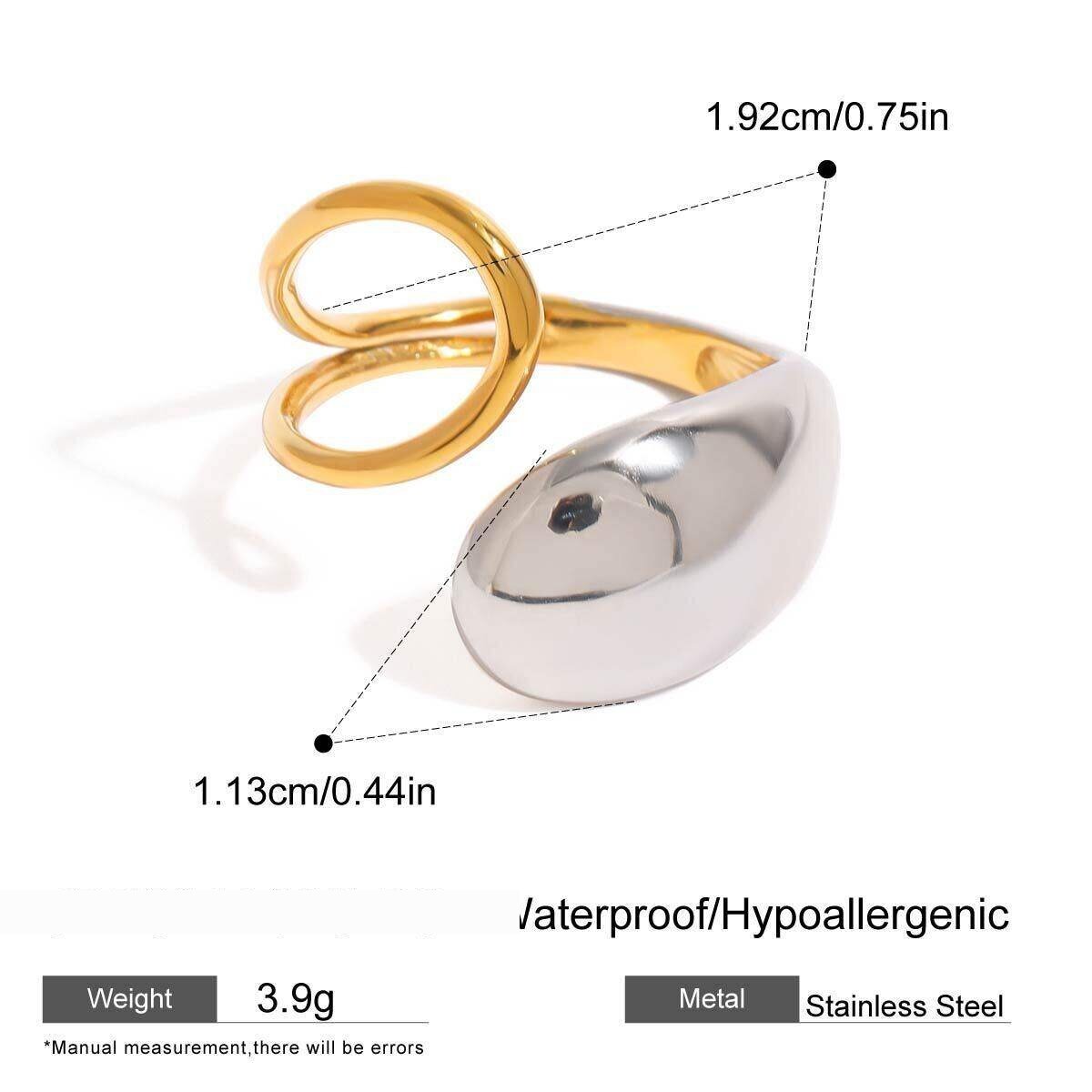 1 Stück Modern Series Designable Oval Shape Edelstahl Waterproof Gold Color Women'S Single Rings 