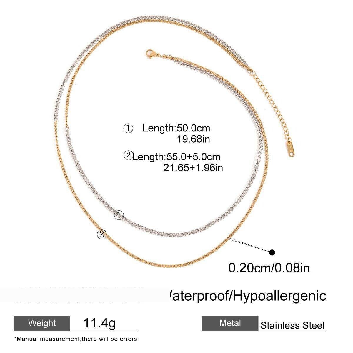 1 Piece Minimalist Series Daily Double Layer Line Stainless Steel Waterproof Gold & Silver Color Women's Chain Necklaces h5 