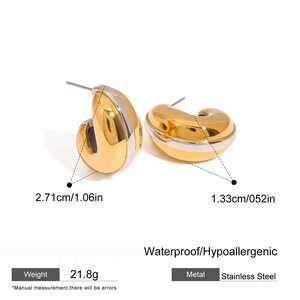 1 Paar Einfache Serie Original Design Tropfen Edelstahl Gold Farbe Damen Ohrstecker h5
