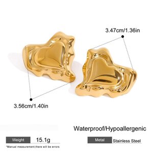 1 Piece Romantic Series Retro Irregular Heart Shape Stainless Steel Waterproof Gold Color Women's Single Rings h5