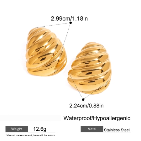 1 Pair Charming Series Exquisite Thread Stainless Steel Waterproof Gold Color Women's Stud Earrings