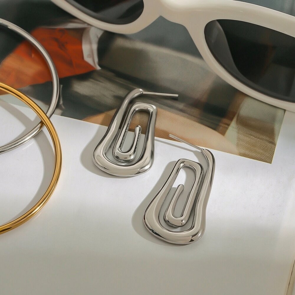 1 Pair Minimalist Series Retro Chic Spiral Shape Stainless Steel Waterproof Gold Color Women's Stud Earrings Picture2