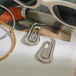 1 Pair Minimalist Series Retro Chic Spiral Shape Stainless Steel Waterproof Gold Color Women's Stud Earrings h5 Picture2
