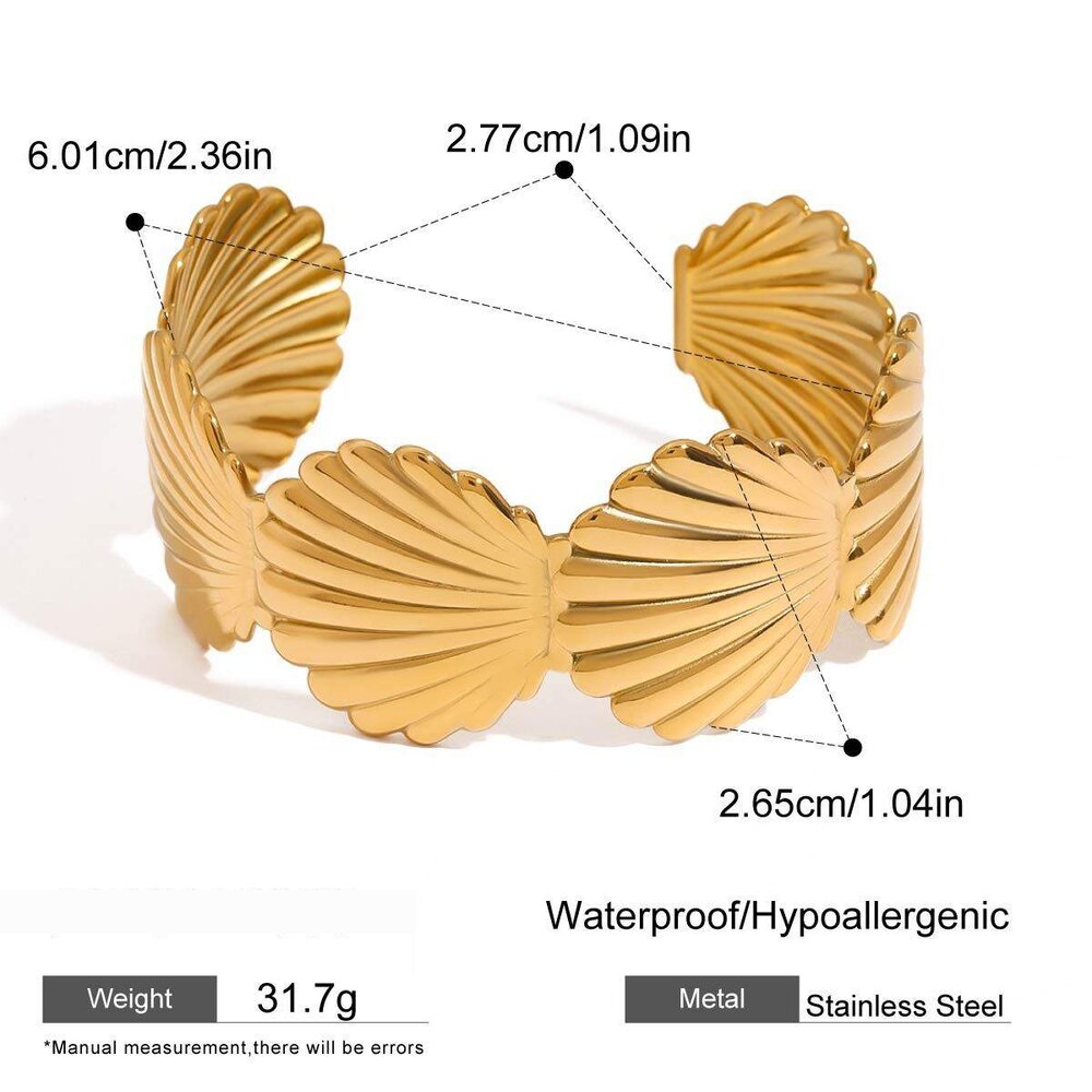 1 Piece Vacation Series Vogue Conch Shape Stainless Steel Waterproof Gold Color Women's Bangles