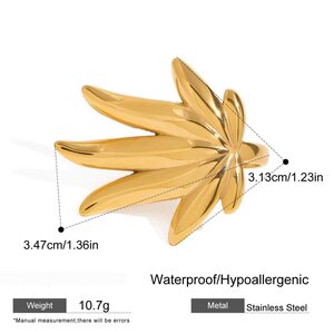 1 Stück Simple Series Style Blätter Titanstahl Goldfarben Damen Einzelringe h5