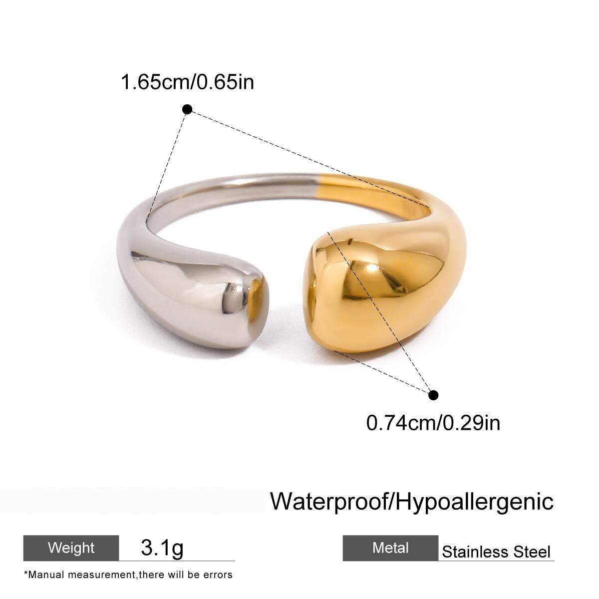 1 Piece Concise Series Mixed Color Stainless Steel Waterproof Gold &Silever Color Women's Single Rings 